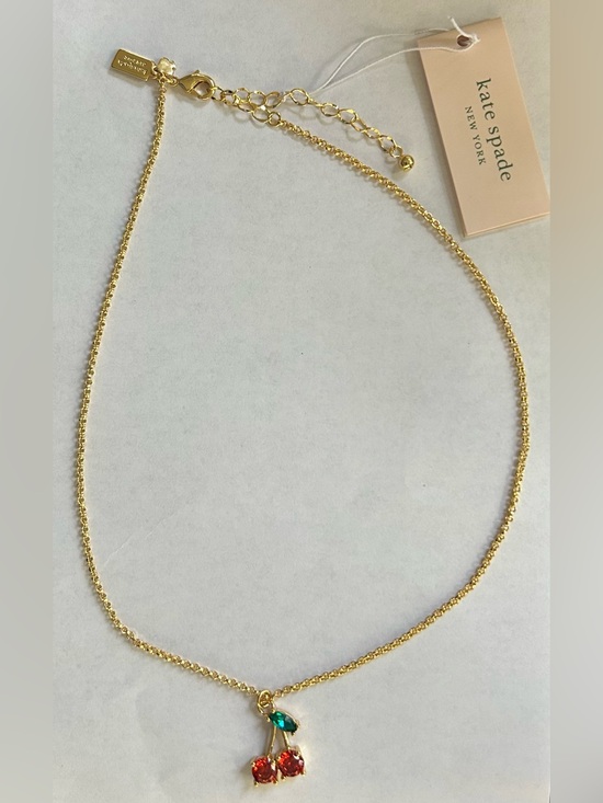 kate spade Jewelry - KATE SPADE Ma Cherie Cherry Mini Pendant Necklace Red Gold Crystal NWT